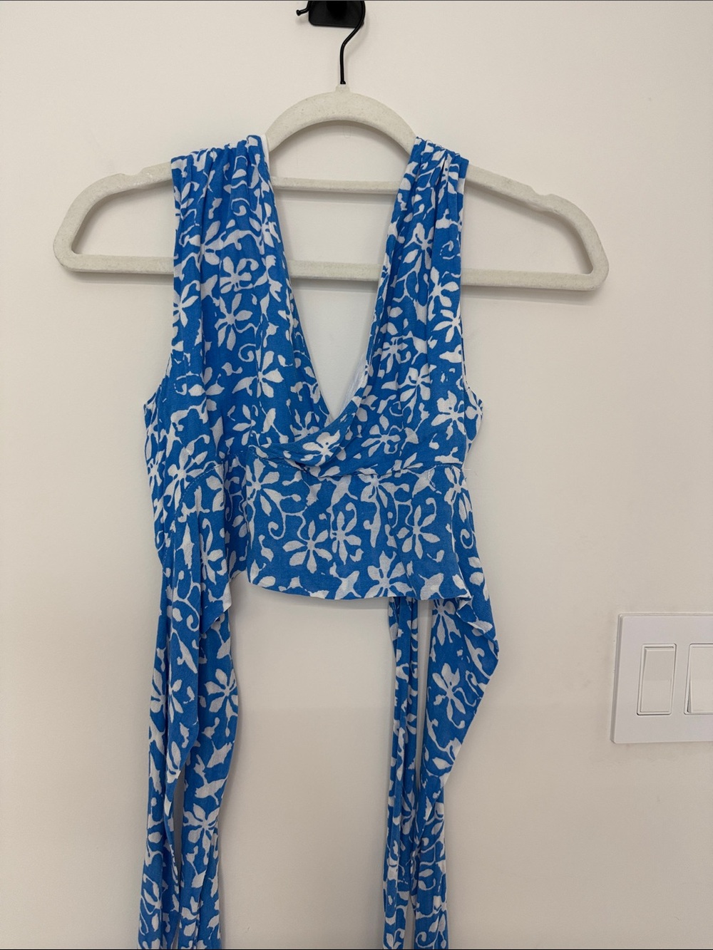 Skylar + Madison Blue and White Floral Wrap Camisole